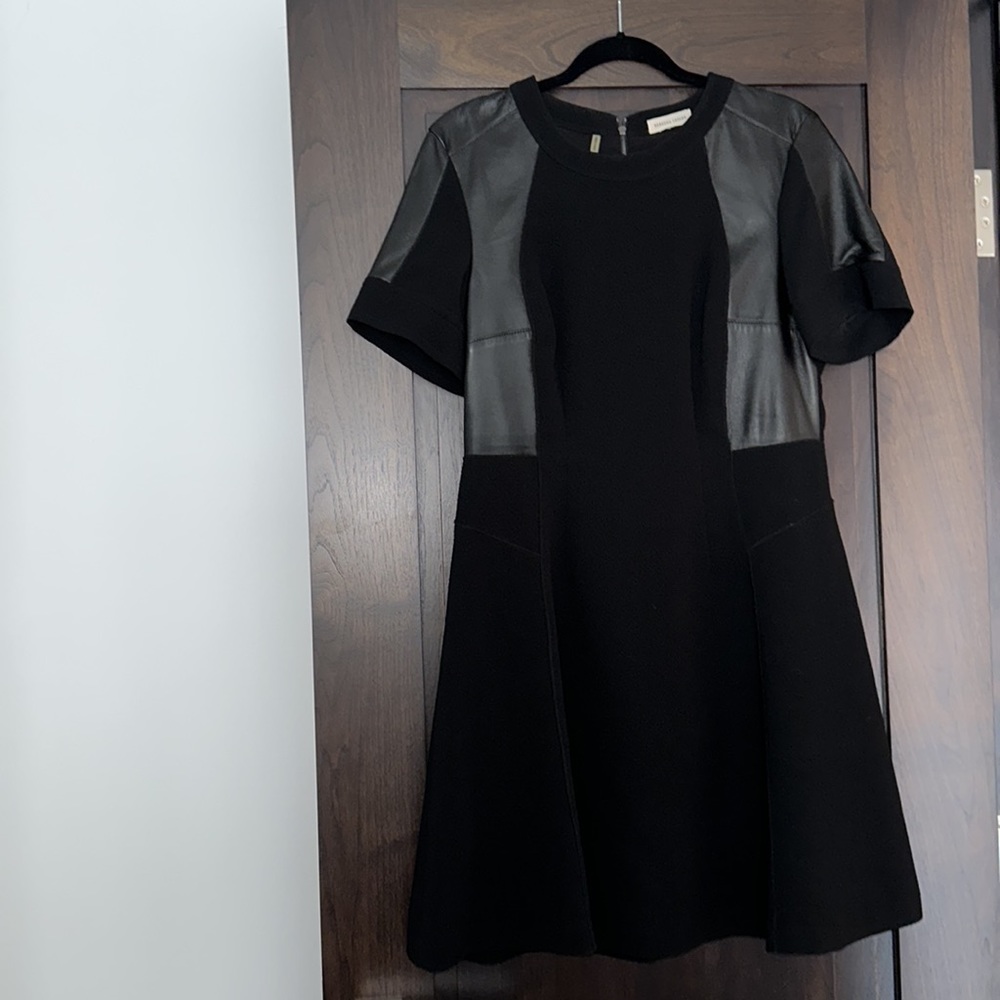 Rebecca Taylor black crepe and leather dress